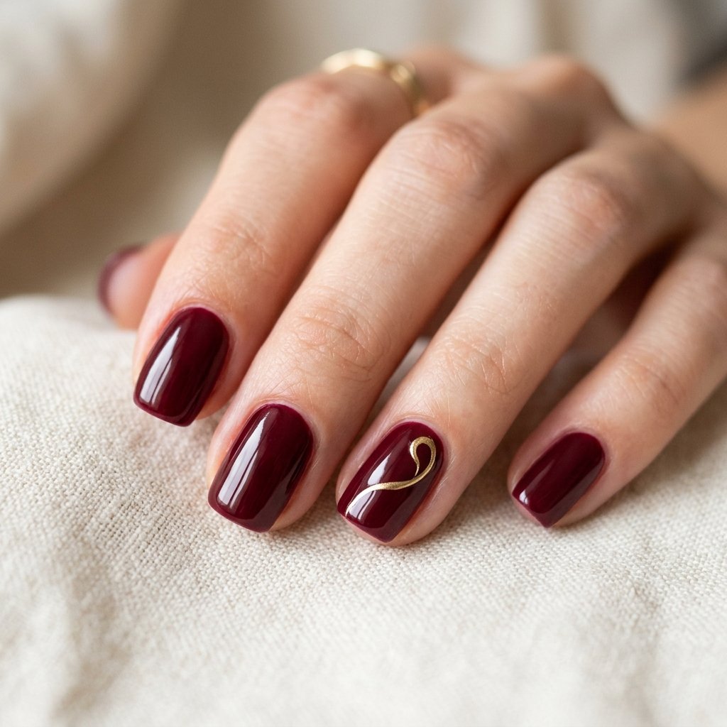 Simple Fall Nails with Swirl Accent Ideas