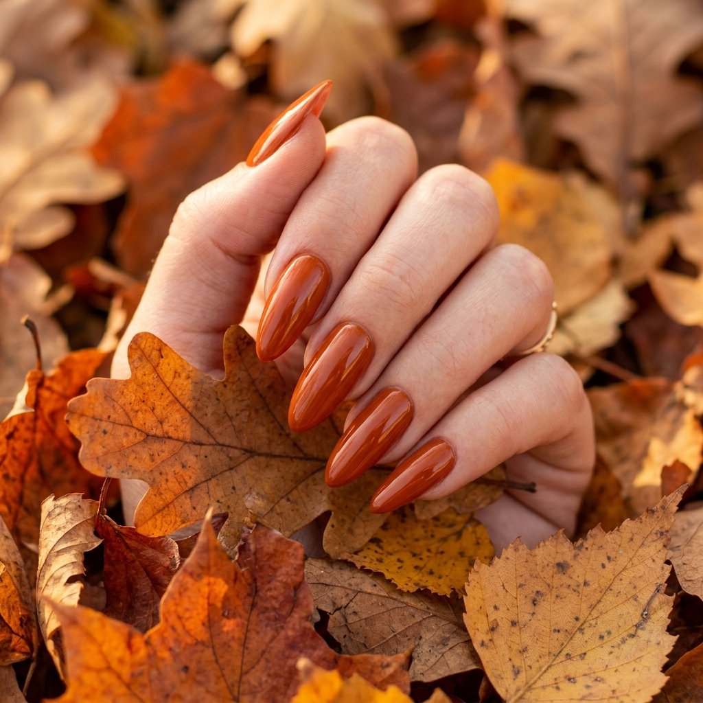 Burnt Orange fall nail inspo almond