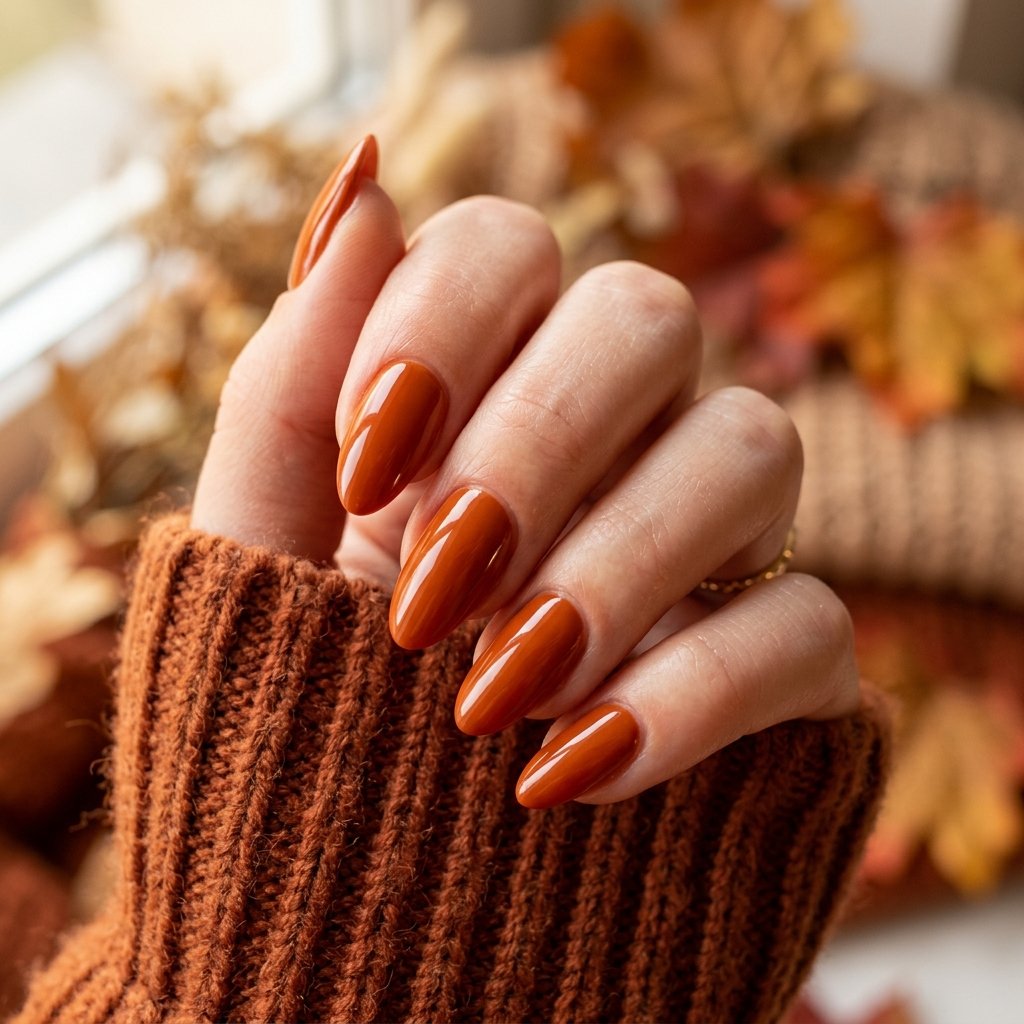 Burnt Orange Fall Nails Almond Ideas