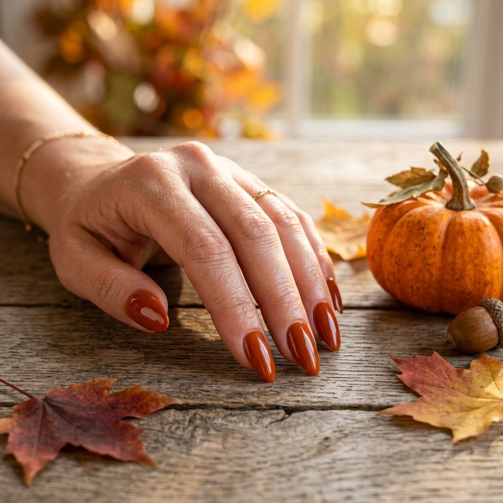 Burnt Orange Almond Fall Nail Designs Autumn Classy