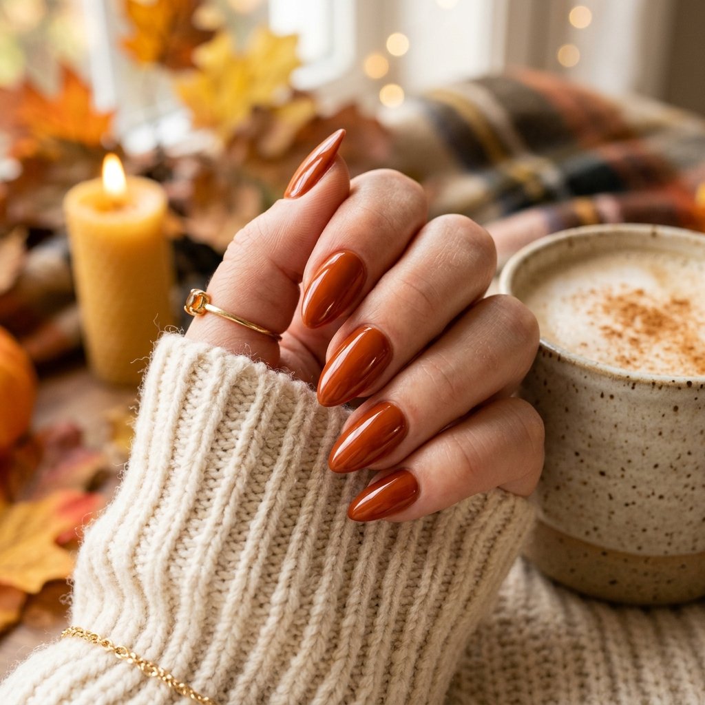 Burnt Orange September Nail Ideas