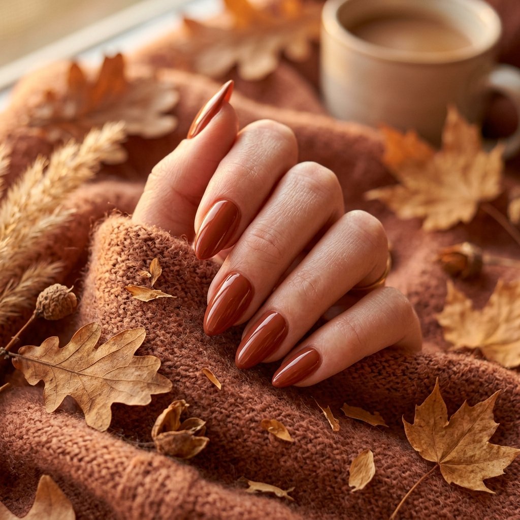 Burnt Sienna Almond Fall Nail Designs