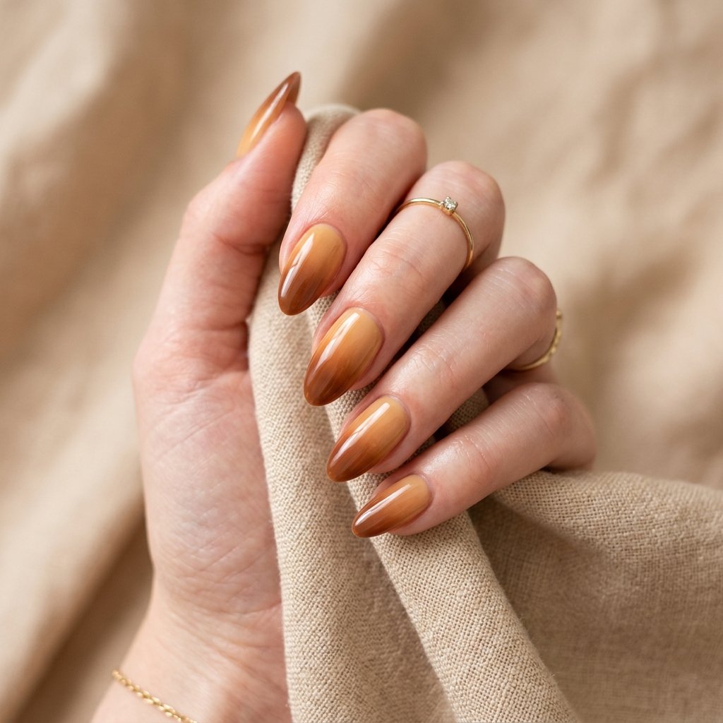 Caramel Ombre Nails Idea