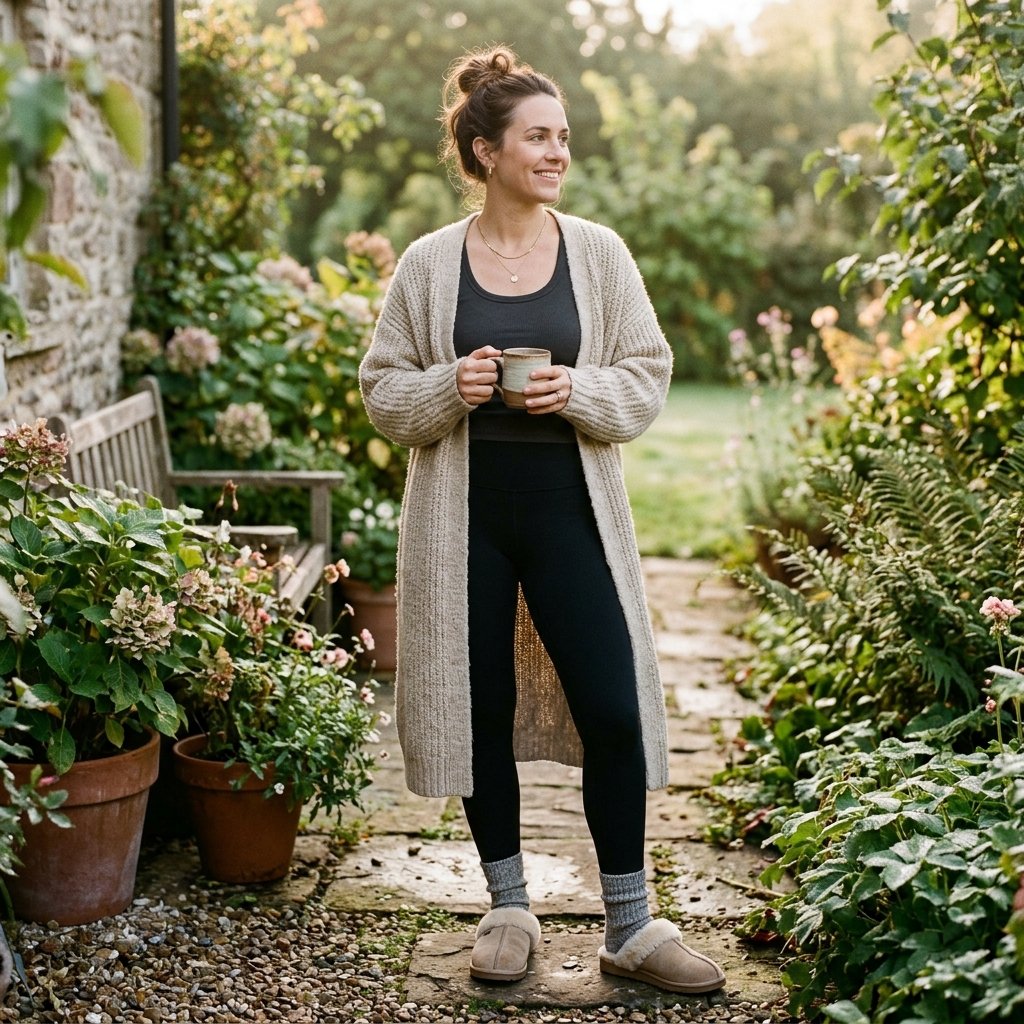 Cardigan and Leggings Spring Mom Outfits