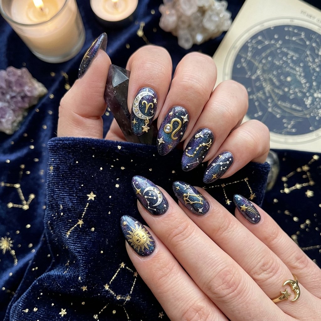 Celestial Zodiac Nail Idea