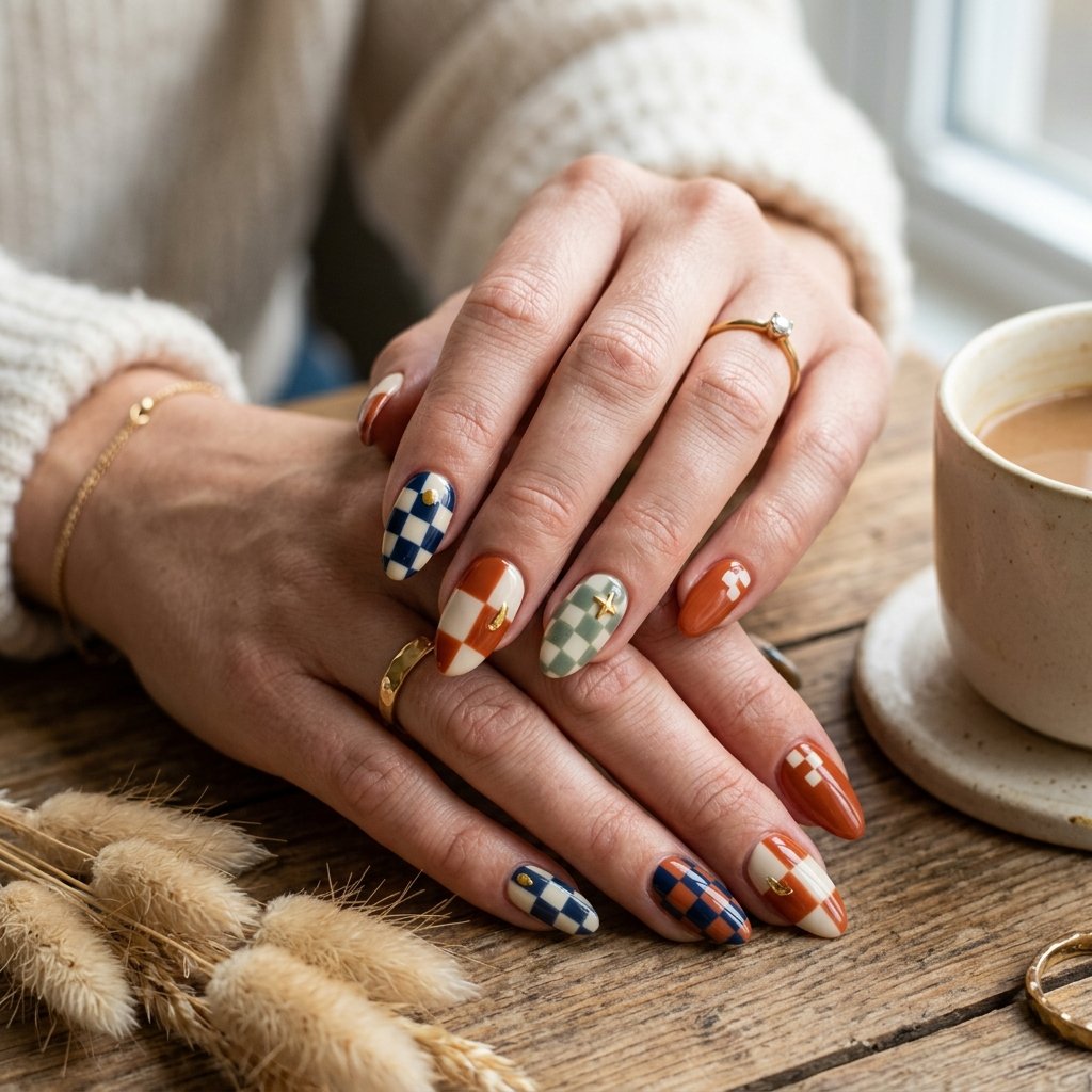 Checkered Print Nail Idea
