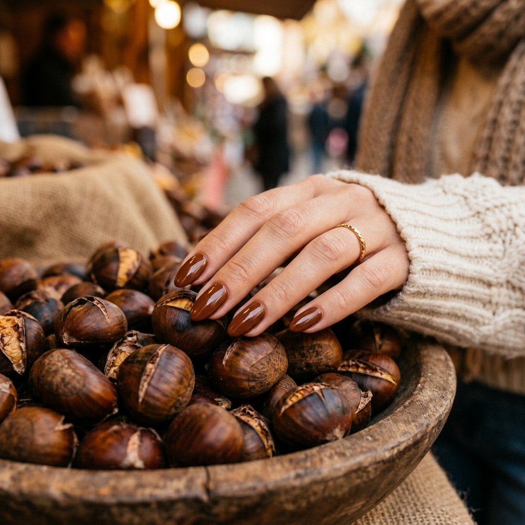 Chestnut Brown Almond Nail Ideas