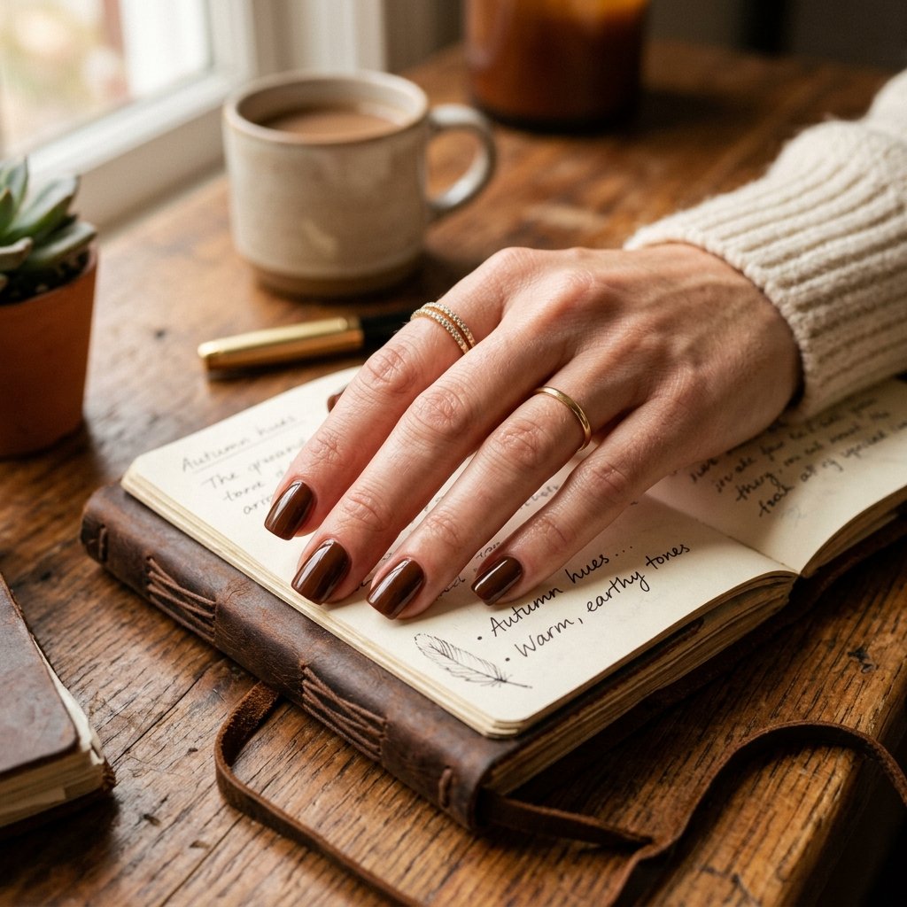 Chestnut Brown Square Nail Ideas