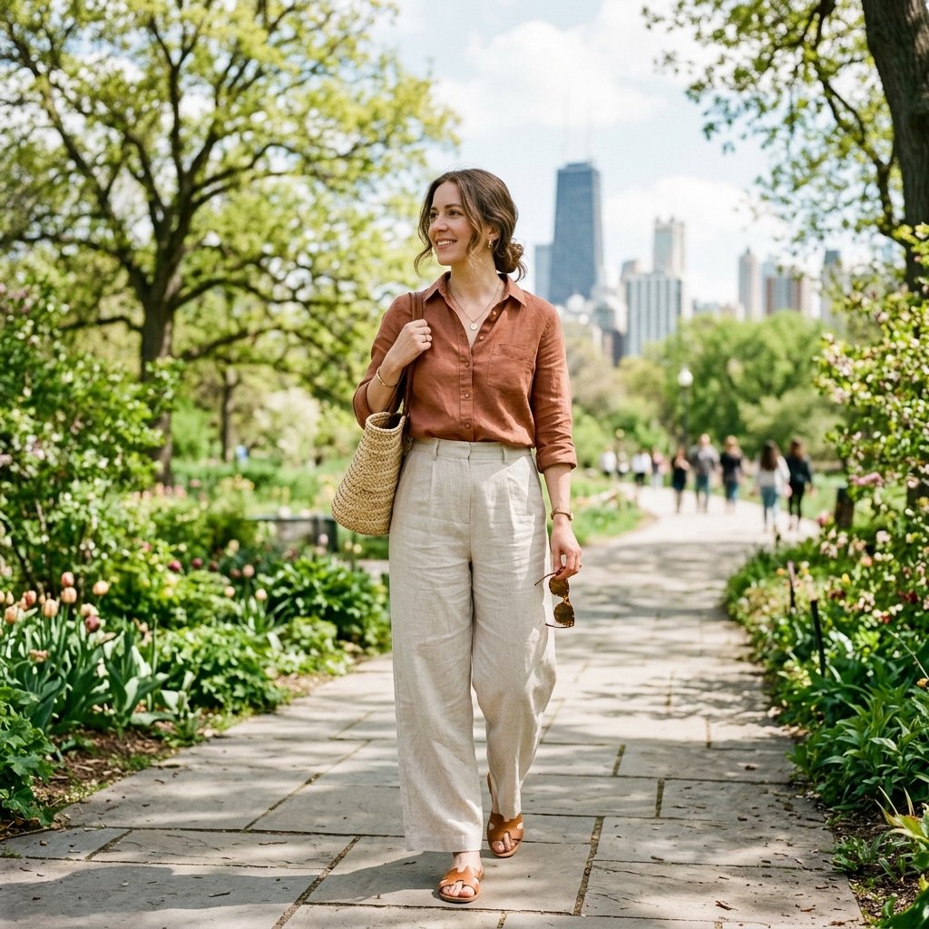 Chicago Spring Linen Outfit Ideas