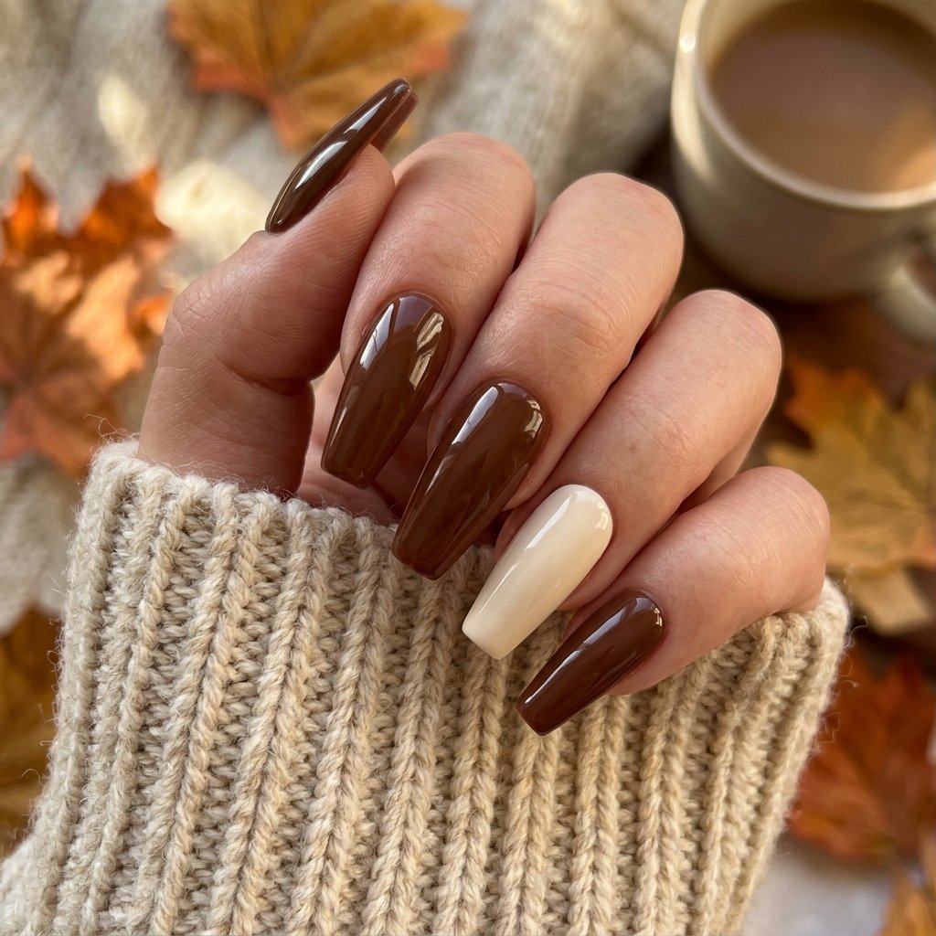 Chocolate Brown September Nail Ideas