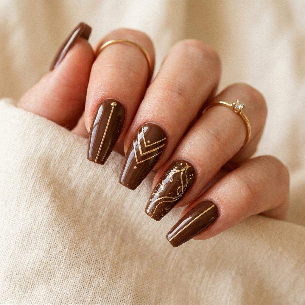Chocolate Brown Nail Art