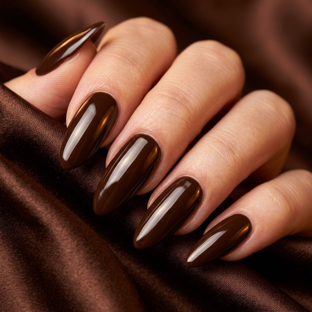 Chocolate Brown Nails Idea