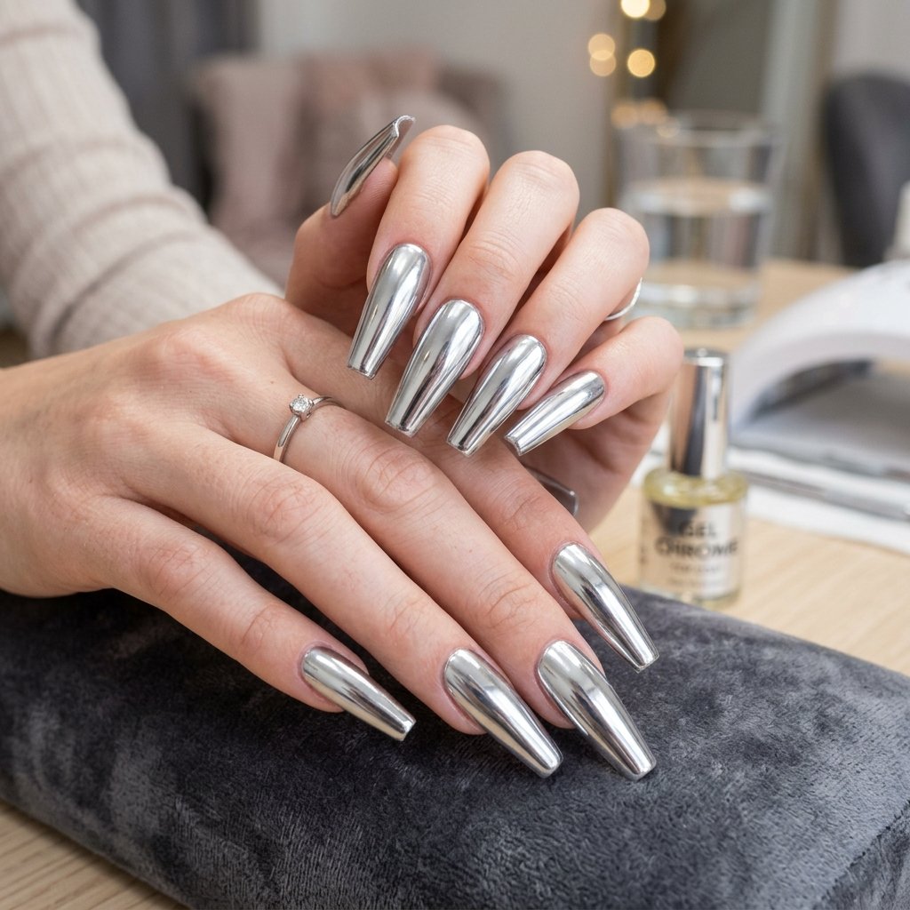 Chrome Coffin Nails