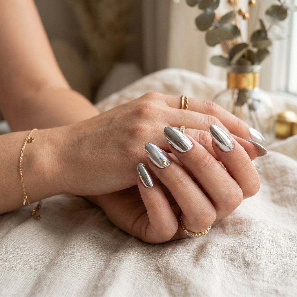Chrome Finish Nails Tendance Idea