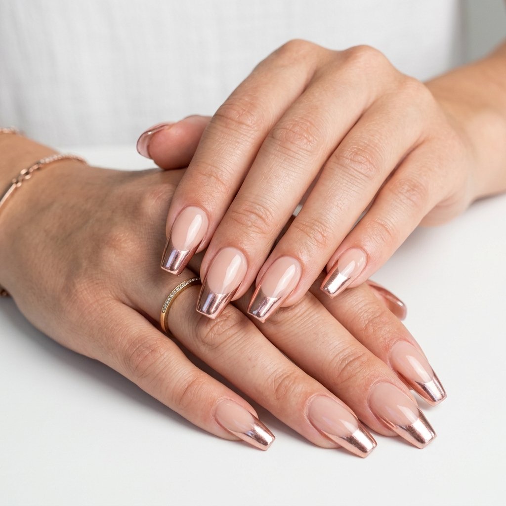 Chrome French Tip Nails Ideas