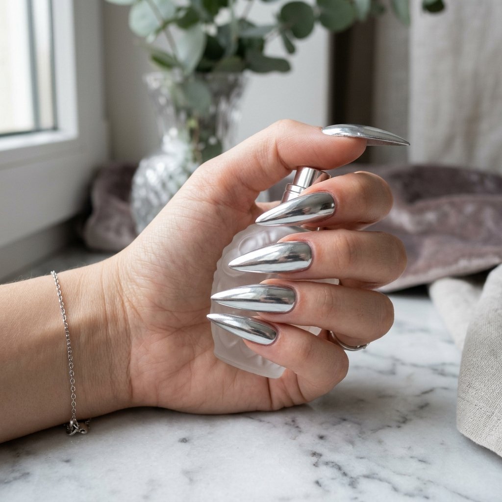 Chrome Nails Long
