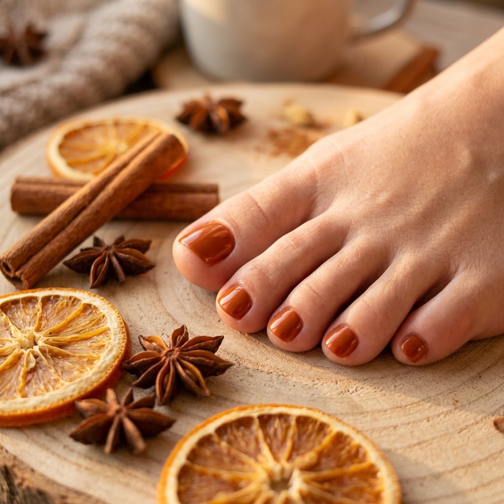 Cinnamon Spice September Toe Nails Color Ideas