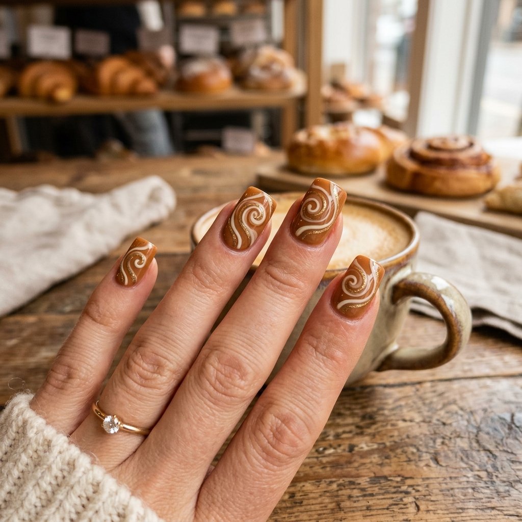 Cinnamon Swirl Nail Designs Ideas