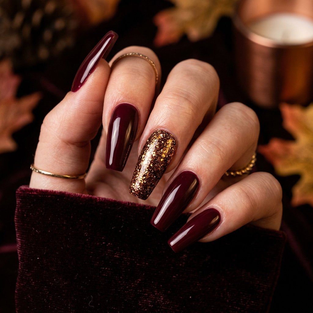 Cute Fall Nail Glitter Ideas