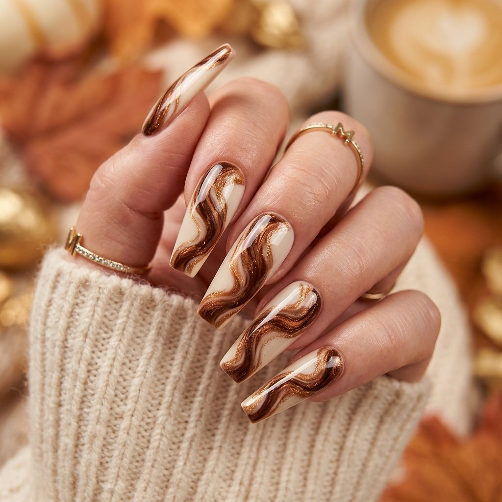 Cute Fall Nails Marble Ideas