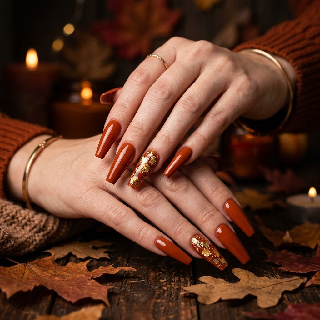 Coffin Shape Fall Nail Ideas