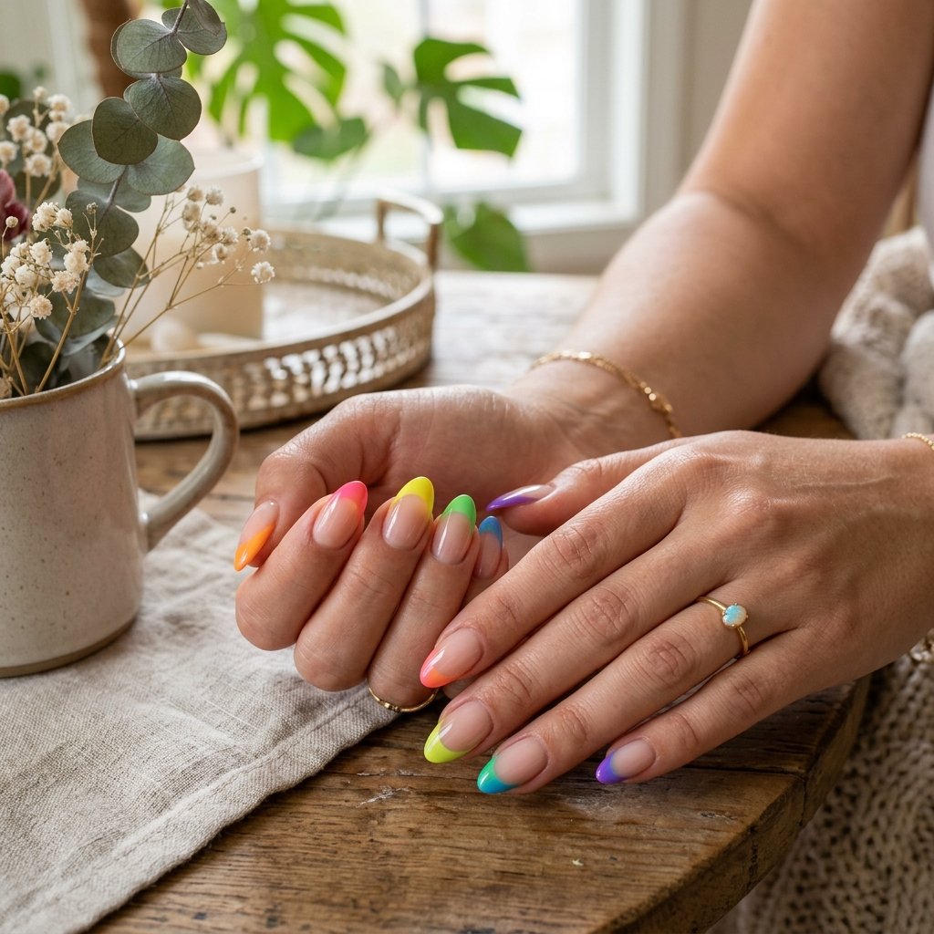 Colorful French Tip Nail Idea