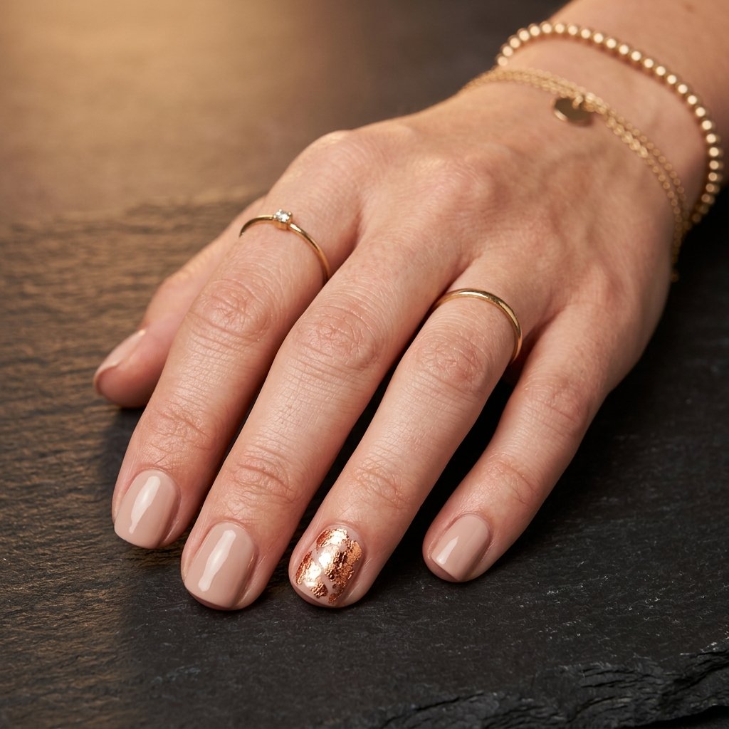 Copper Foil Accent Fall Nail Designs Autumn Classy