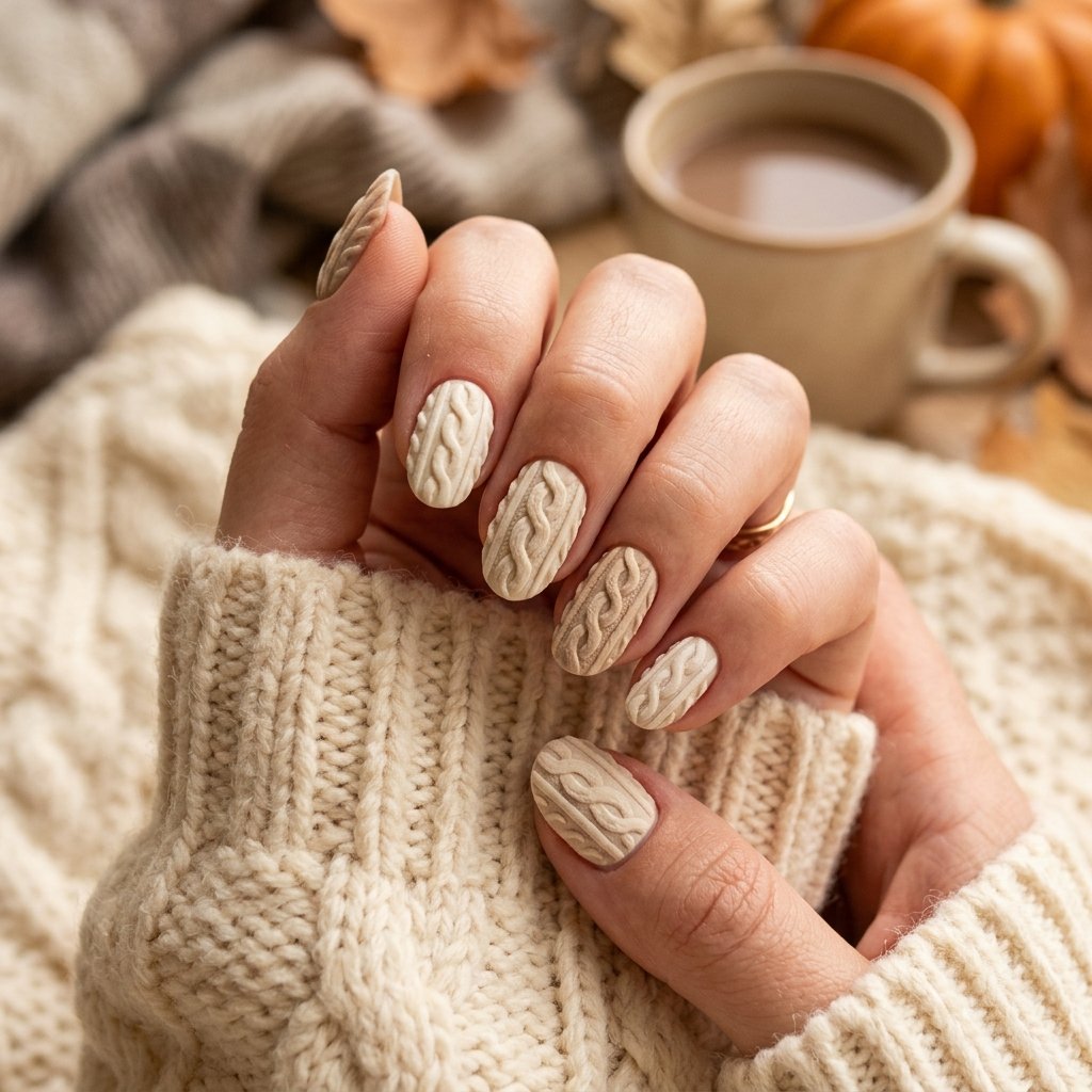 Cozy Sweater Nail Ideas