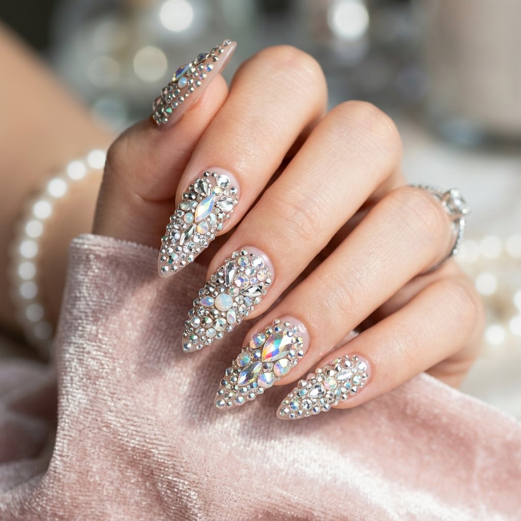 Crystal Encrusted Nail Idea
