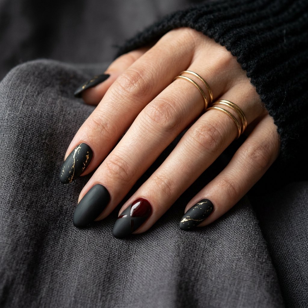 Dark Moody Nails Tendance Idea