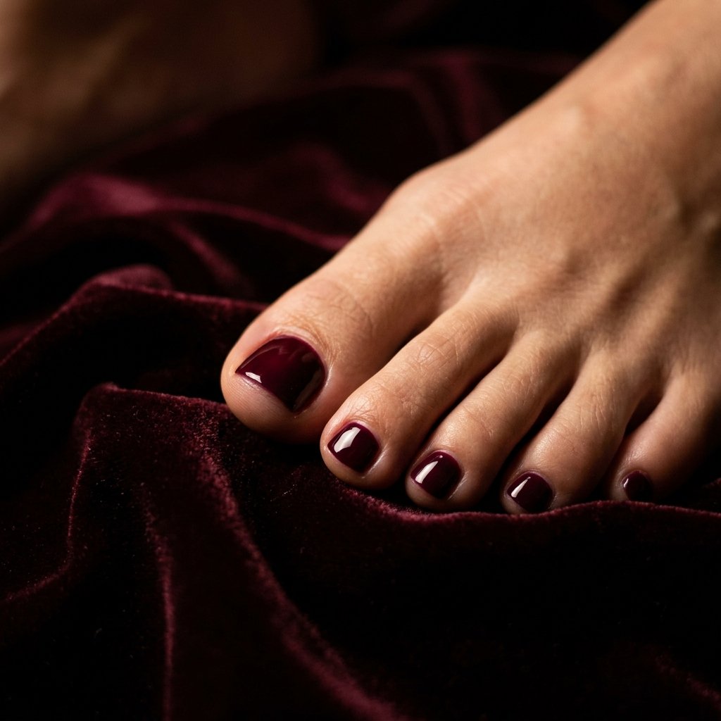 Dark Berry Toe Nails Color Ideas for September