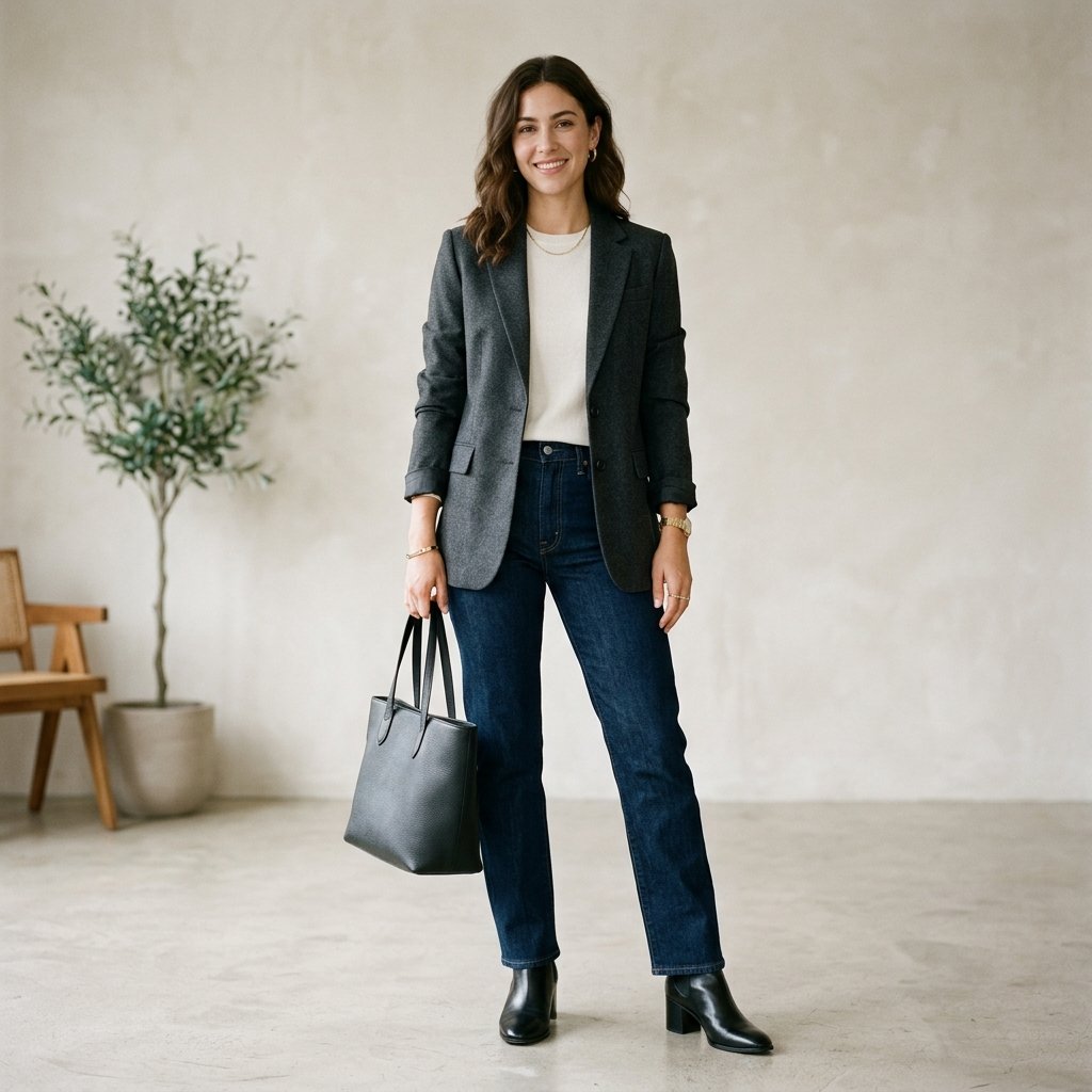 Dark Denim Work Outfit Ideas