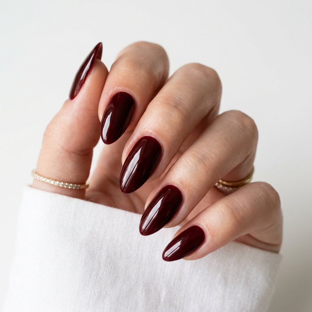 Dark Red Almond Nails Ideas