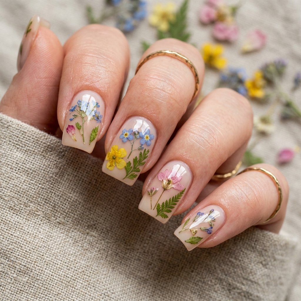 Dried Botanicals Nail Designs Ideas