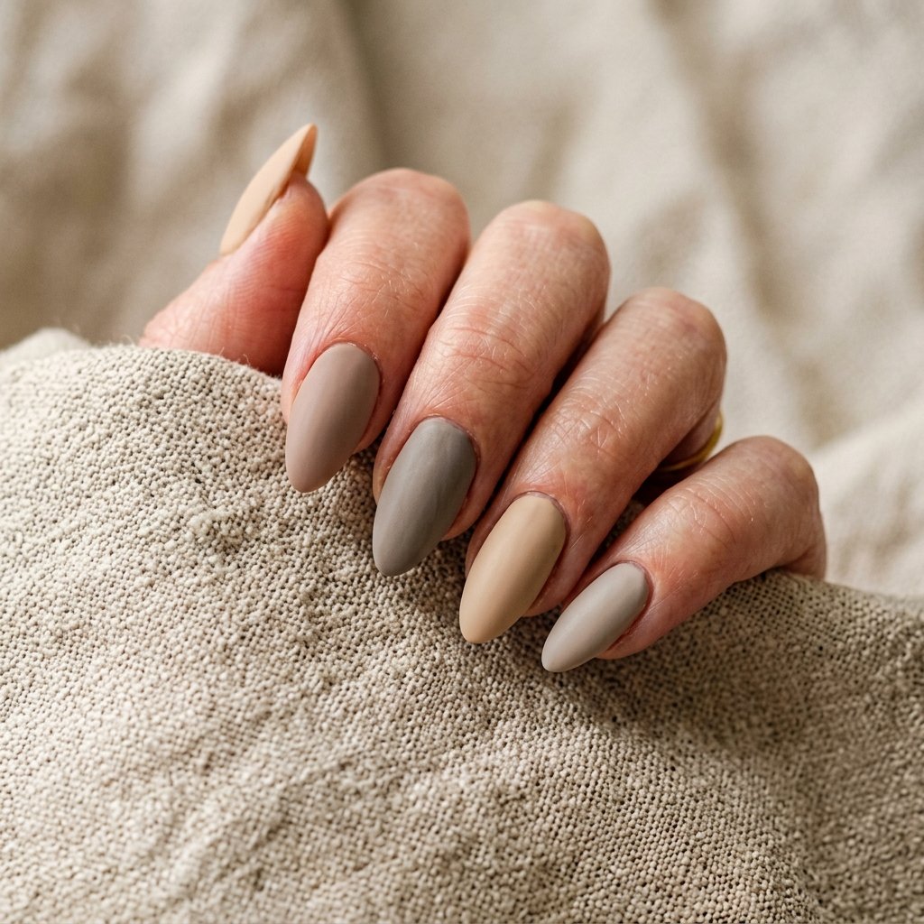 Earthy Neutral Almond Nail Ideas