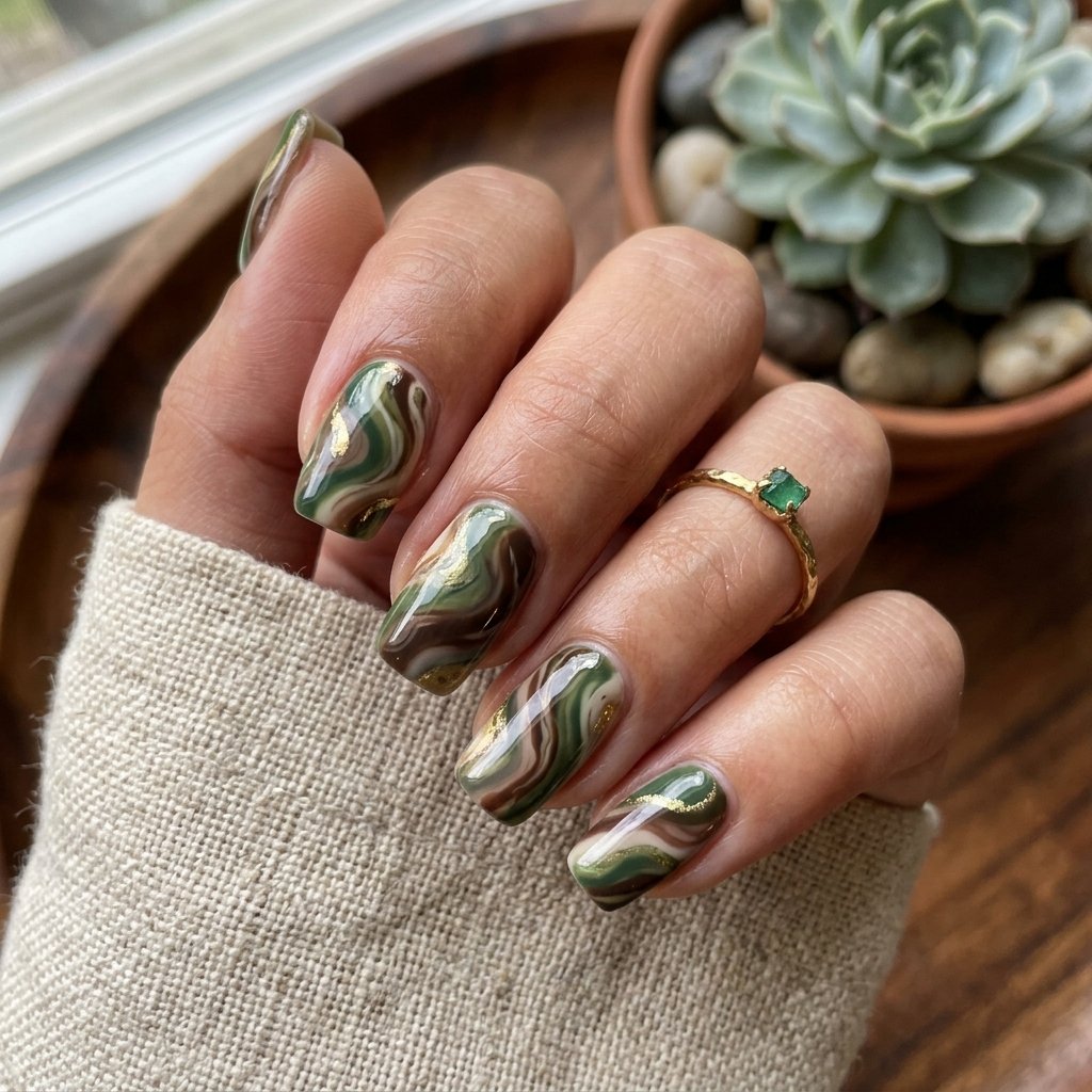 Earthy Swirl Nail Ideas