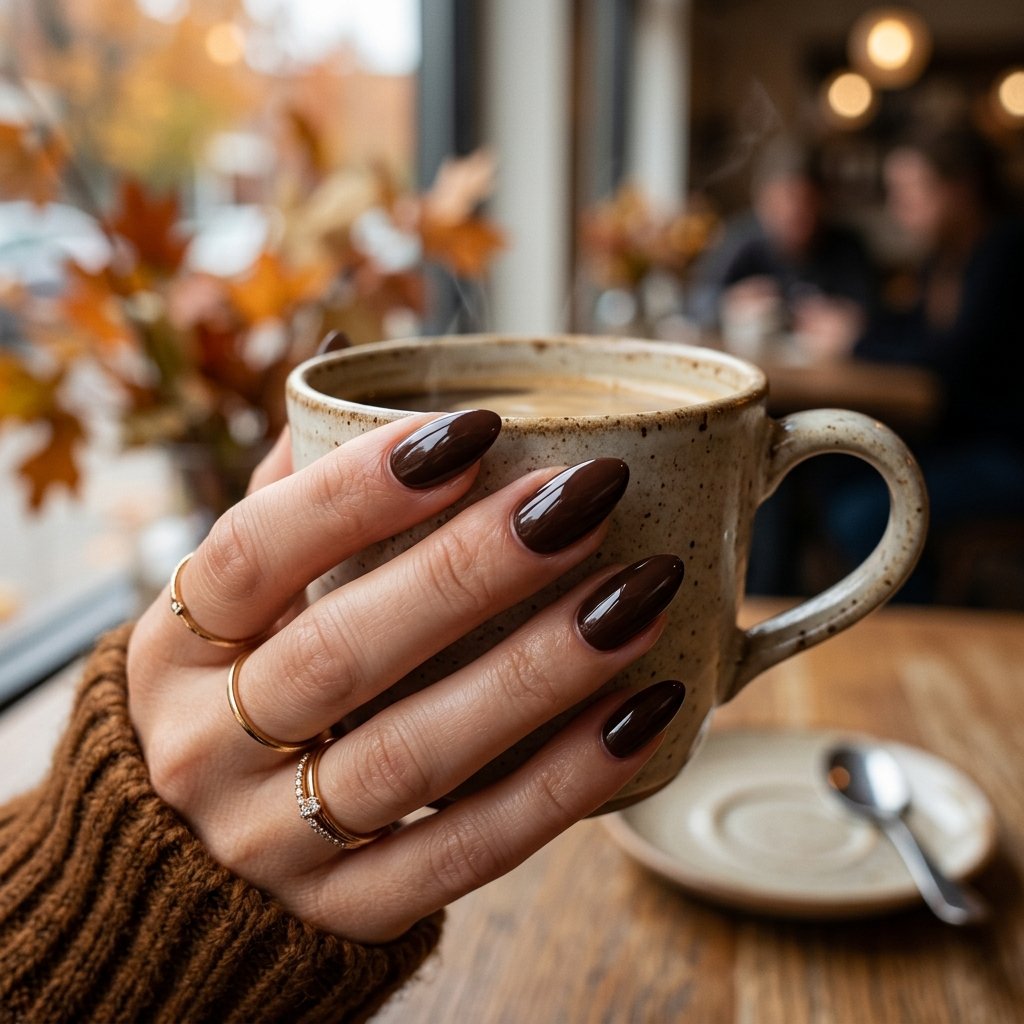 Espresso Brown fall nail inspo almond