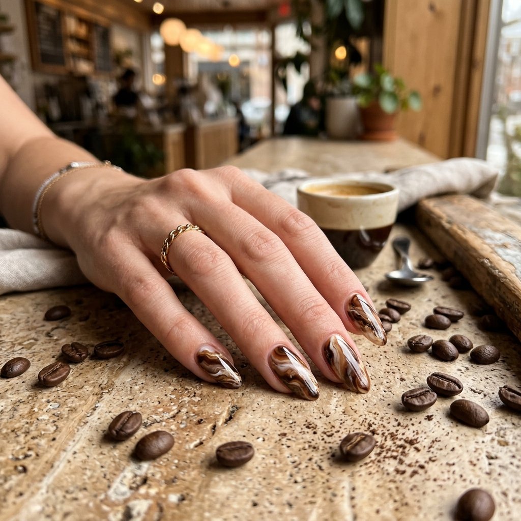 Espresso Marble Fall Nail Designs Autumn Classy