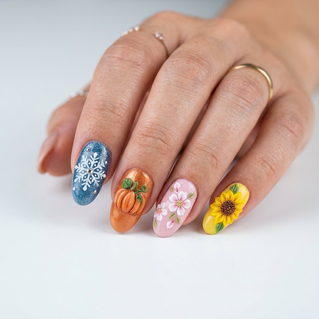 The Most Beautiful 30 Nails 3D Ideas to Try Right Now 31 Seasonal Holiday 3D Nail Ideas