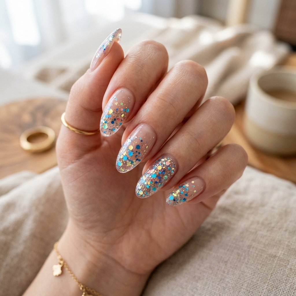 Floating Glitter Nail Idea