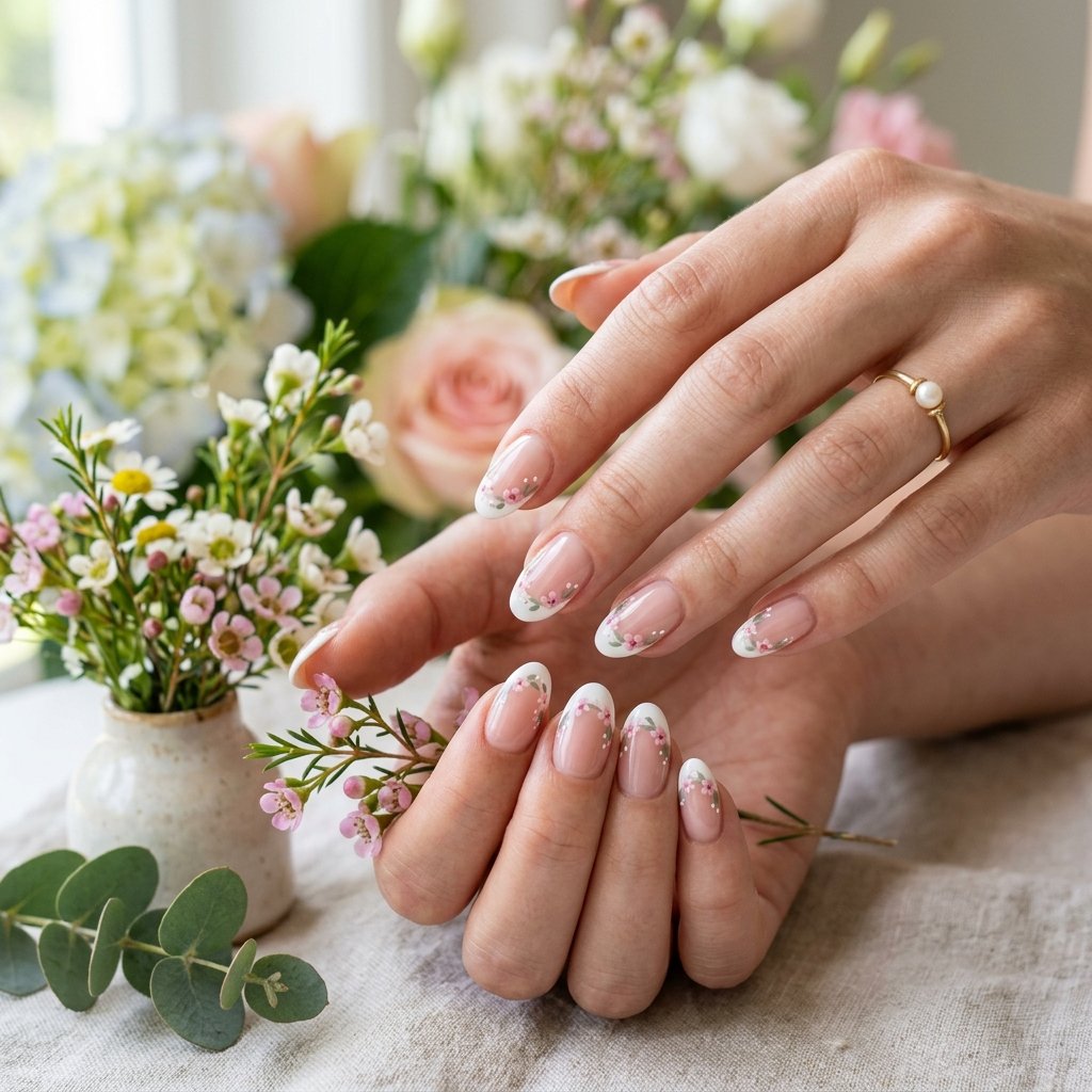 Floral French Tip Nails Ideas