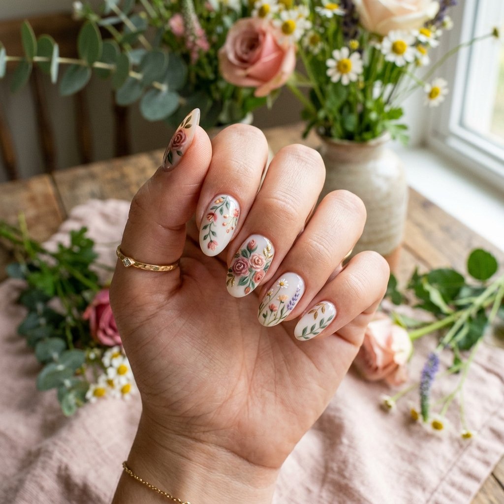 Floral Nail Art Tendance Idea