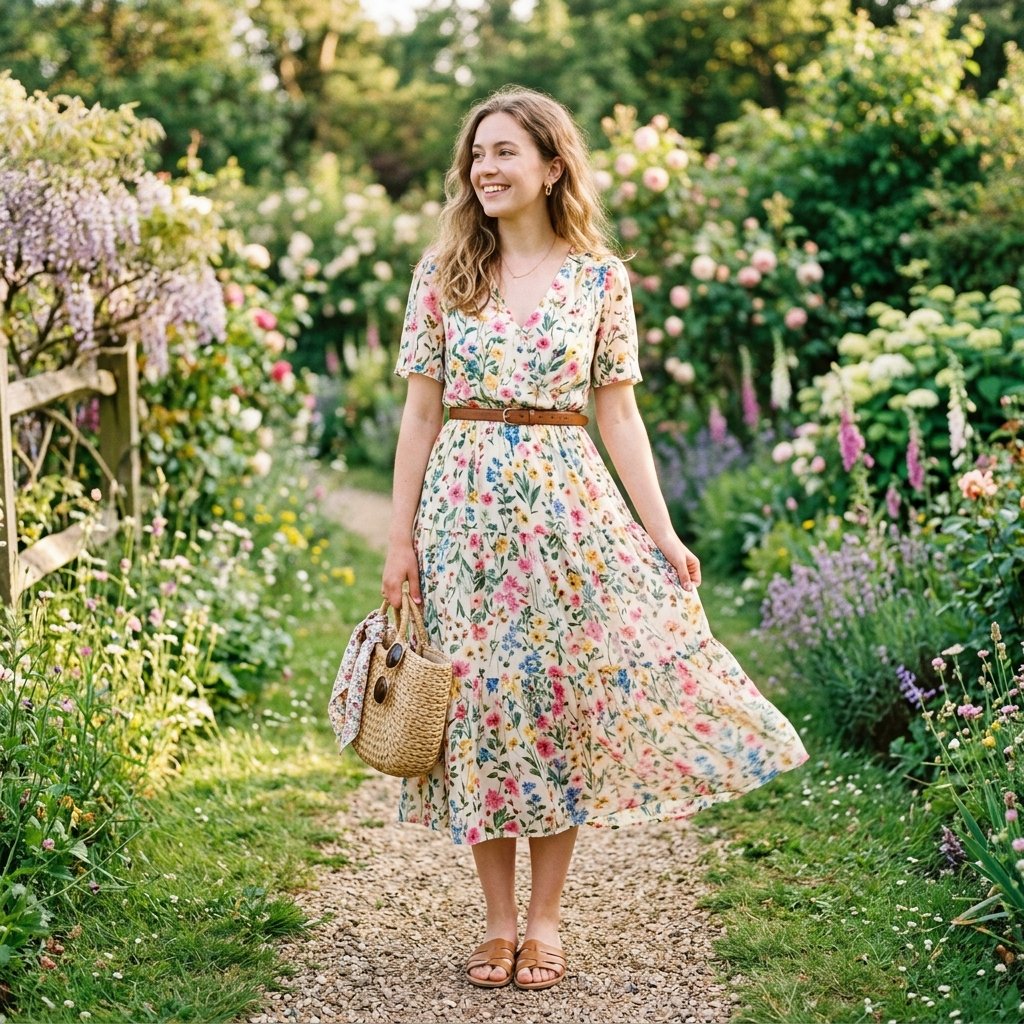 Flowy Midi Dress Spring Mom Outfits