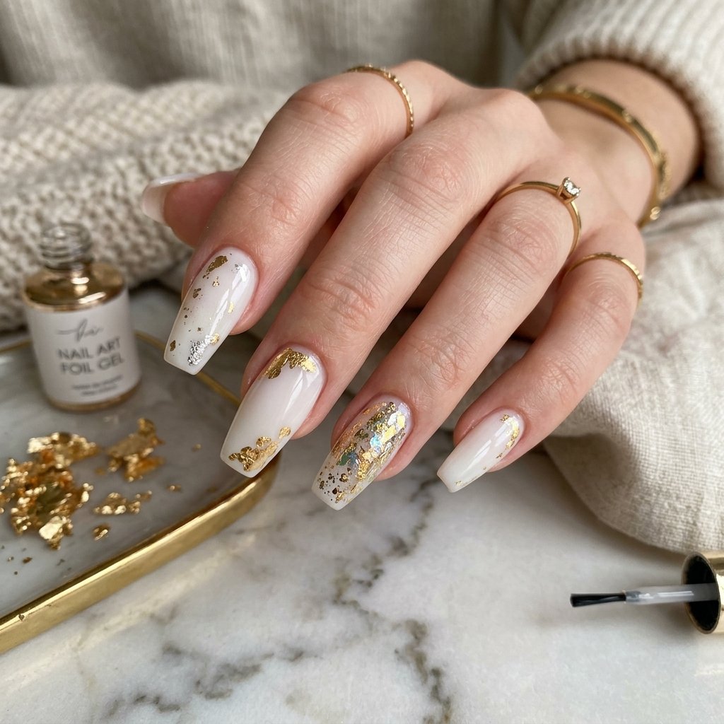 Foil Detail Nails Tendance Idea