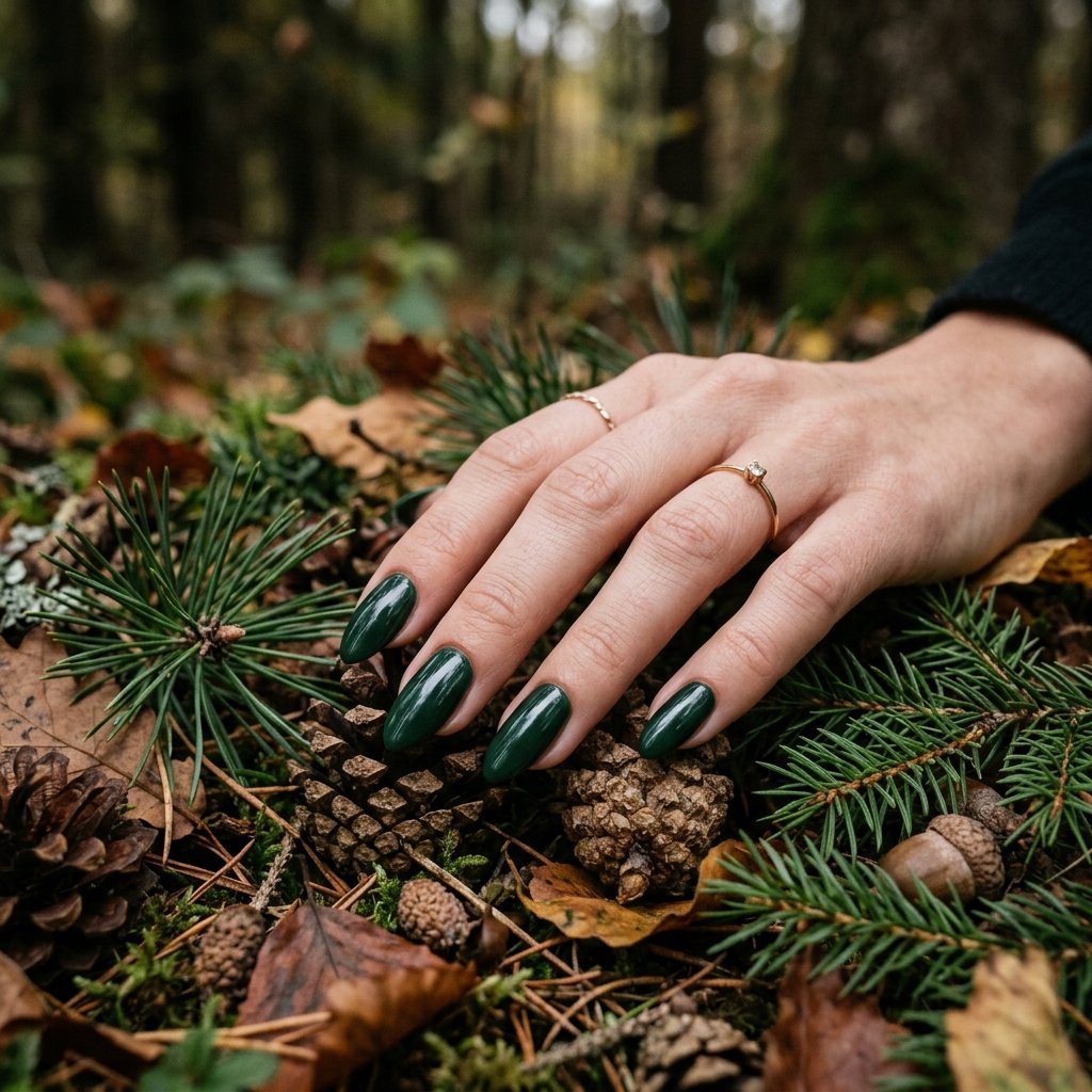 Forest Green Almond Nail Ideas