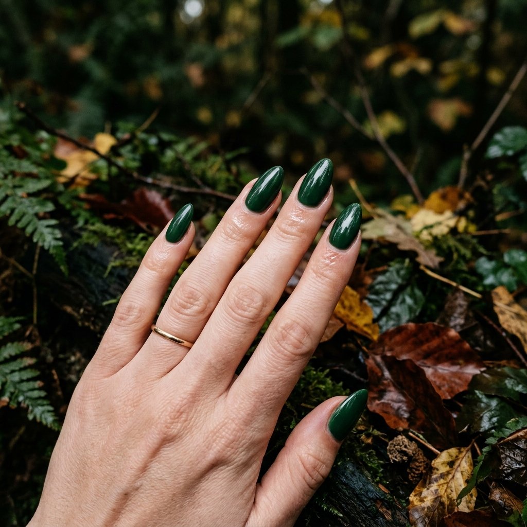 Forest Green Almond Nails Ideas