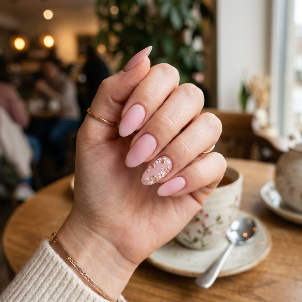 Frosted Pink Nail Idea