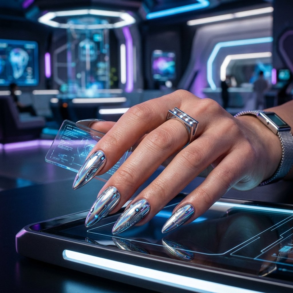 Futuristic Chrome Nails Inspired Finish