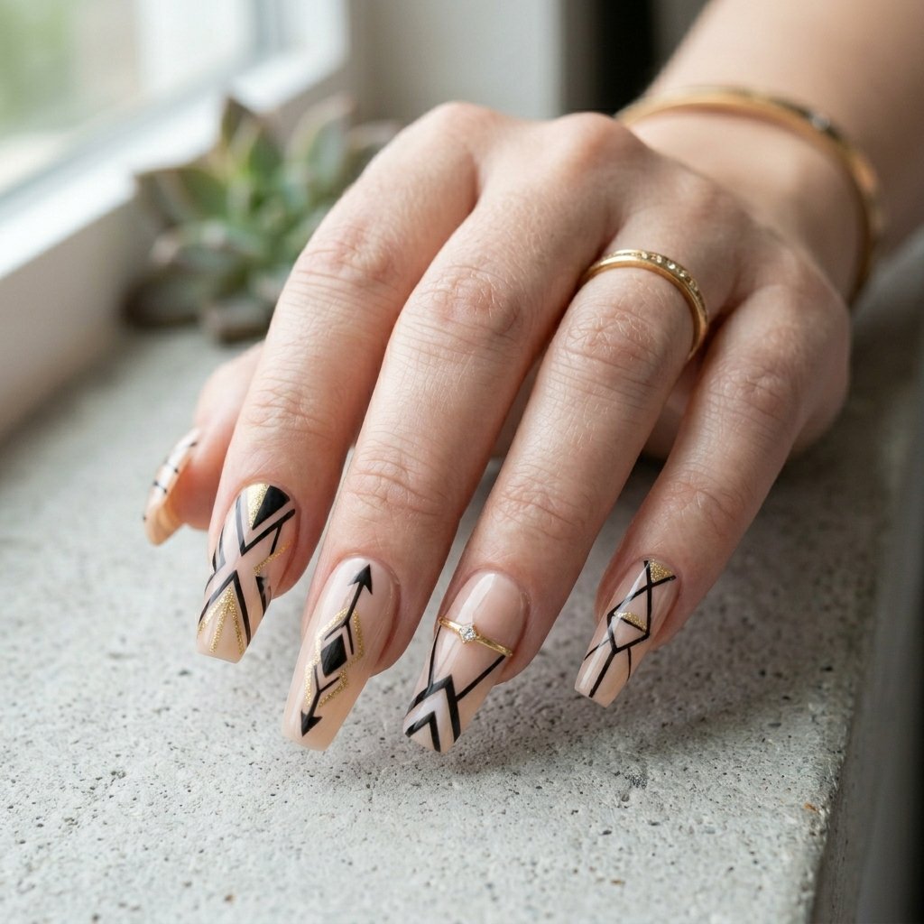 Geometric Nails Long