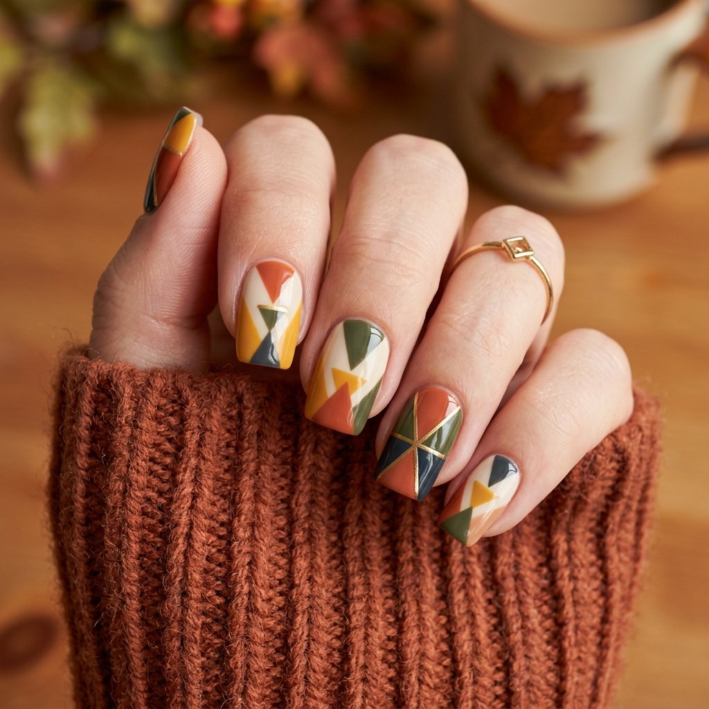 Geometric Pattern September Nails Art Ideas